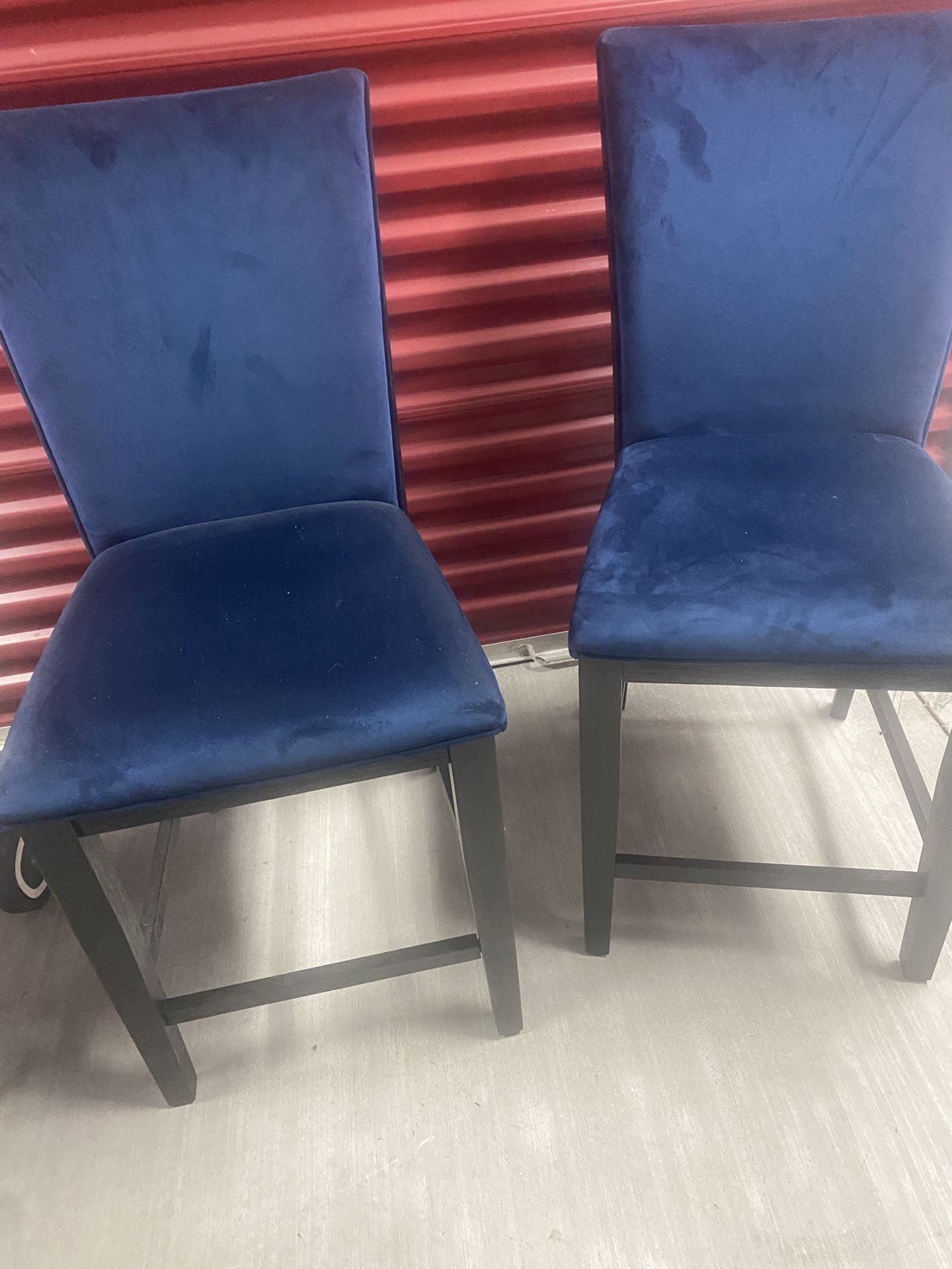 SALE SAT/SUN ONLY. $15 Pair 24” Counter Height Stools. Blue Velvet 