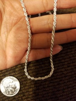 Italy 925 Solid Sterling Silver Diamond Cut Rope Chain Necklace for Men Women 22" Plata Italiana 925 Cadena Unisex 22"