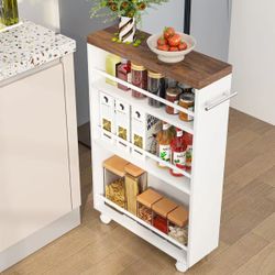 Slim Storage Cart, Rolling Narrow Kitchen Cart on Wheels for Small Place $40