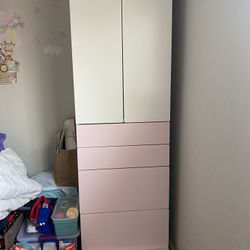 Ikea SMÅSTAD / UPPFÖRA Wardrobe, white /with 3 drawers Pink