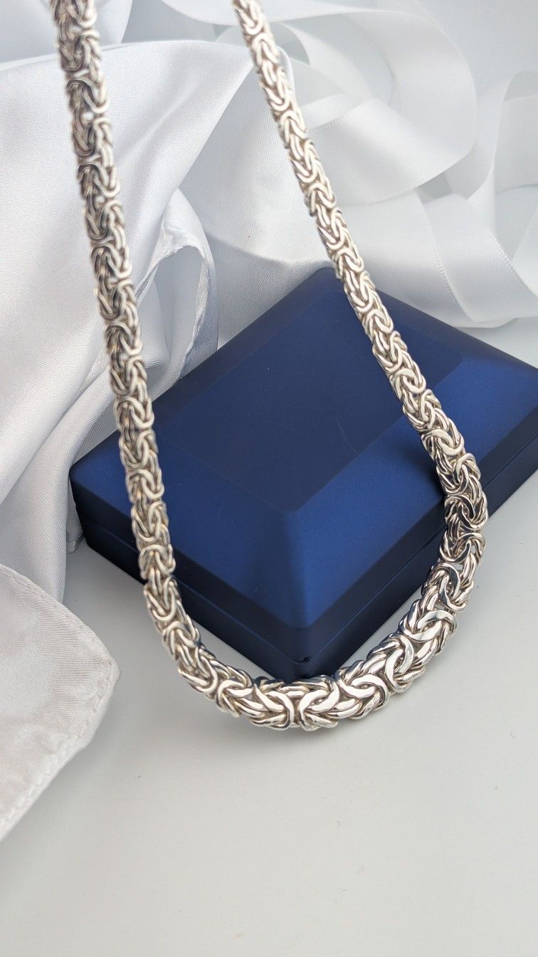 N10✨ 16" Sterling Silver Byzantine Link Necklace ✨