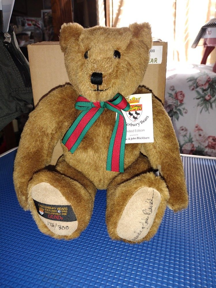 Limited Edition Canterbury Bear England 1992 Exclusively For Gund
