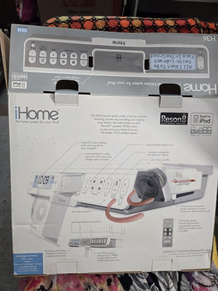 iHome iH36 Under Cabinet Kitchen System For iPod - Open Box. Includes Remote