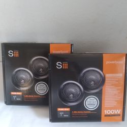 POWERBASS 2 PAIRS 1" SILK DOME TWEETER 100 WATTS HIGH OUTPUT WITH 12DB INLINE CROSSOVER CAR TWEETER ( BRAND NEW PRICE IS LOWEST INSTALL NOT AVAILABLE 