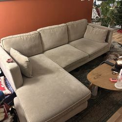 Couch-Beige- 2 Piece Sectional- L Chaise