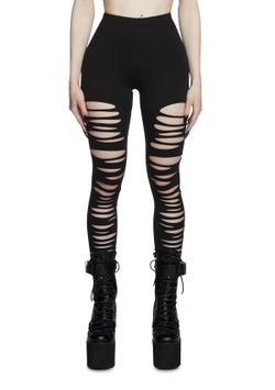 Shredded Leggings Pants Cotton