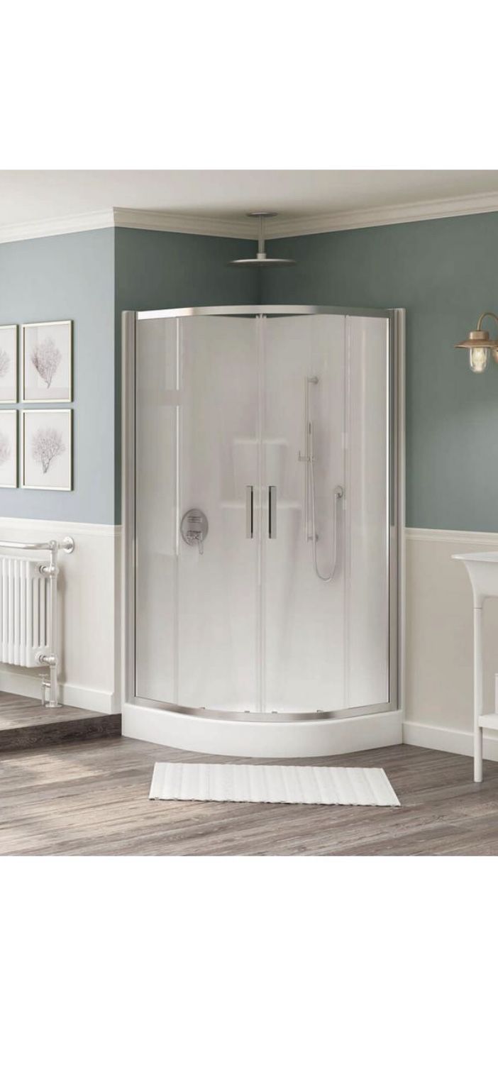 MAAX Radia 32 in. x 32 in. x 71-1/2 in. Frameless Neo-Round Sliding Shower Door with Clear Glass in Chrome