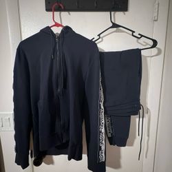 MICHAEL KORS  Large Logo Tape Cotton Blend Sweatsuit - Navy Blue