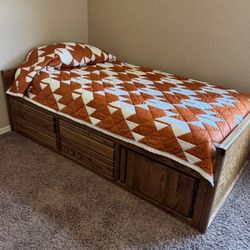 Twin Captains/platform Bed With Newer Mattress 