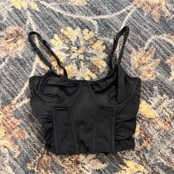 Gilly Hicks Cinched Navy Corset Bra Tank Top 