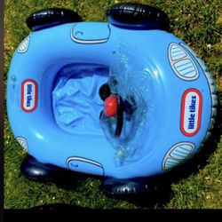Toddler Kids Inflatable Racing Car Sitting Swimming Ring Steering Wheel horn