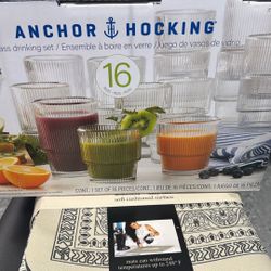 Anchor Hawking 16 Piece Glass Drinking Set