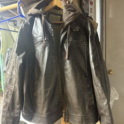 Hooded Leatherette XL Jacket