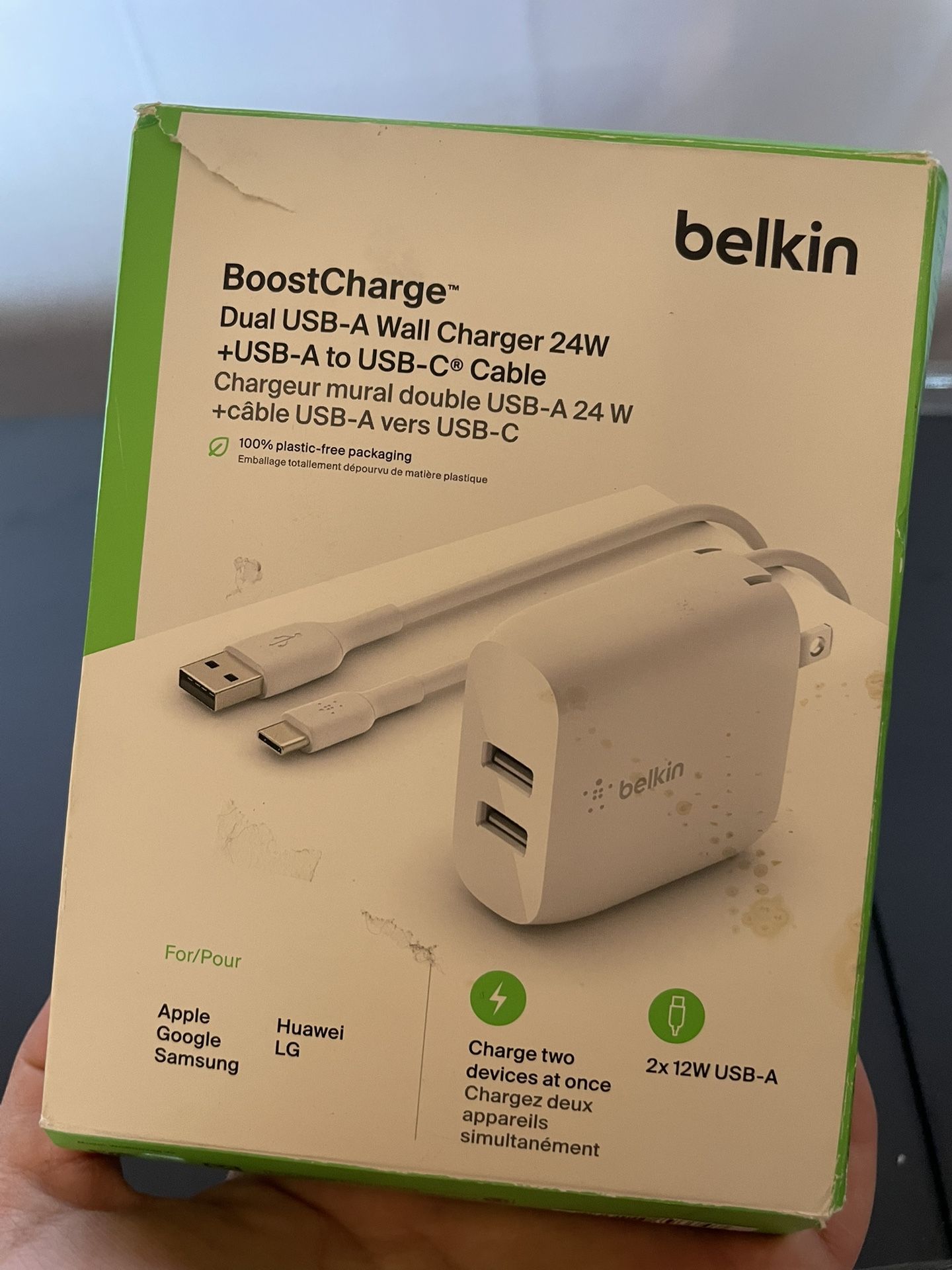 Belkin 24W Dual Port USB Wall Charger w/ USB-C Cable Included - Fast Charging iPhone 16 Charger for Power Bank, iPad & iPad Pro, Samsung Galaxy S25, G