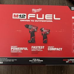 Milwaukee M12 FUEL 12-Volt Lithium-Ion Brushless Cordless Hammer Drill and Impact Driver Combo Kit w/2 Batteries and Bag (2-Tool)