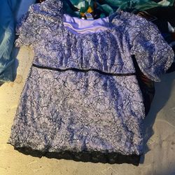 purple and black lace babydoll shirt. 