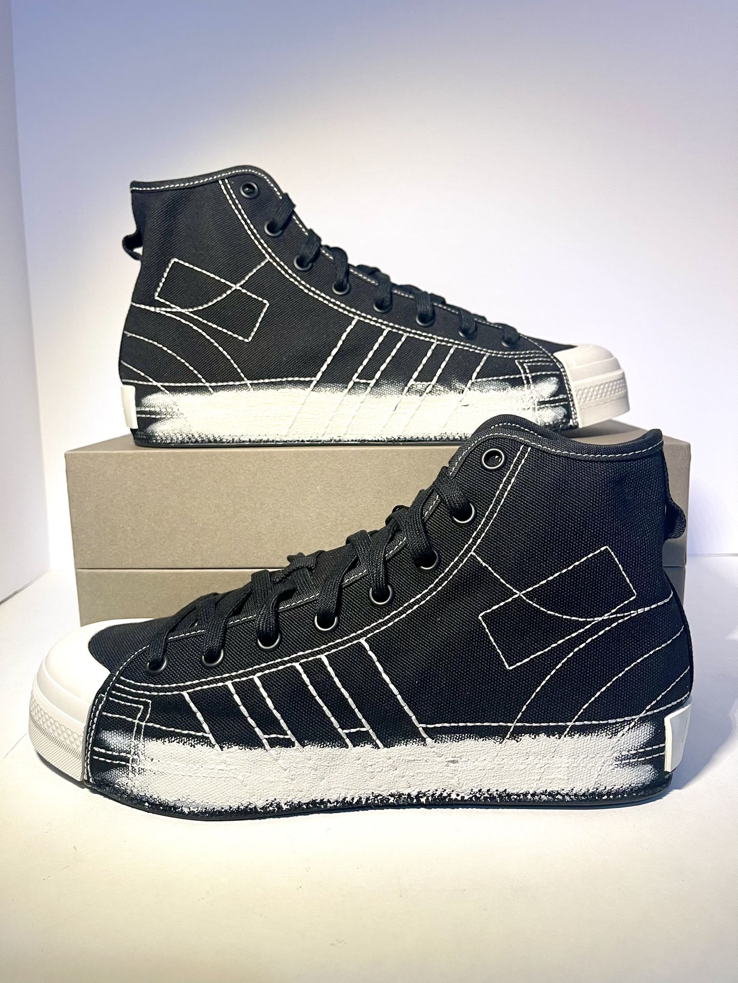 Adidas Y3 Nizza High Top Black Talc Sneakers By Yohji Yamamoto 8.5, 11 AVAILABLE