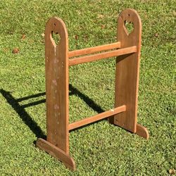 Vintage Cut Out Hearts Wood Quilt Blanket Towel Rack