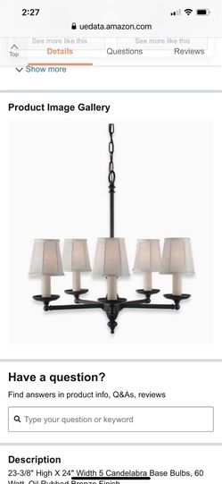 Five light chandelier new in box