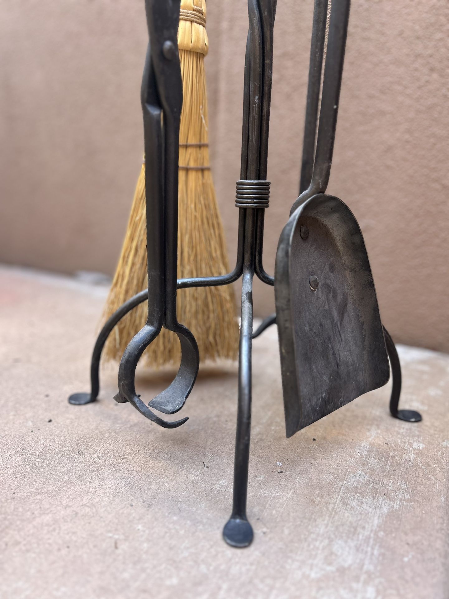 Shepherds Crook Fireplace Tool Set 5 Piece Set handles, Fire Pit Tools, Fire Tending Tools
