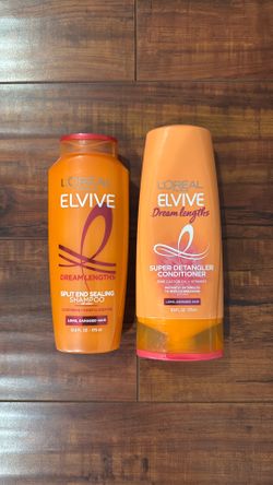 Loreal Elvive Dream Lengths SPLIT SEALING Shampoo And Conditioner With Castor Oil + Vegetal Keratin; For Long, Damaged Hair: 12.9 oz Each (2 For $6)
