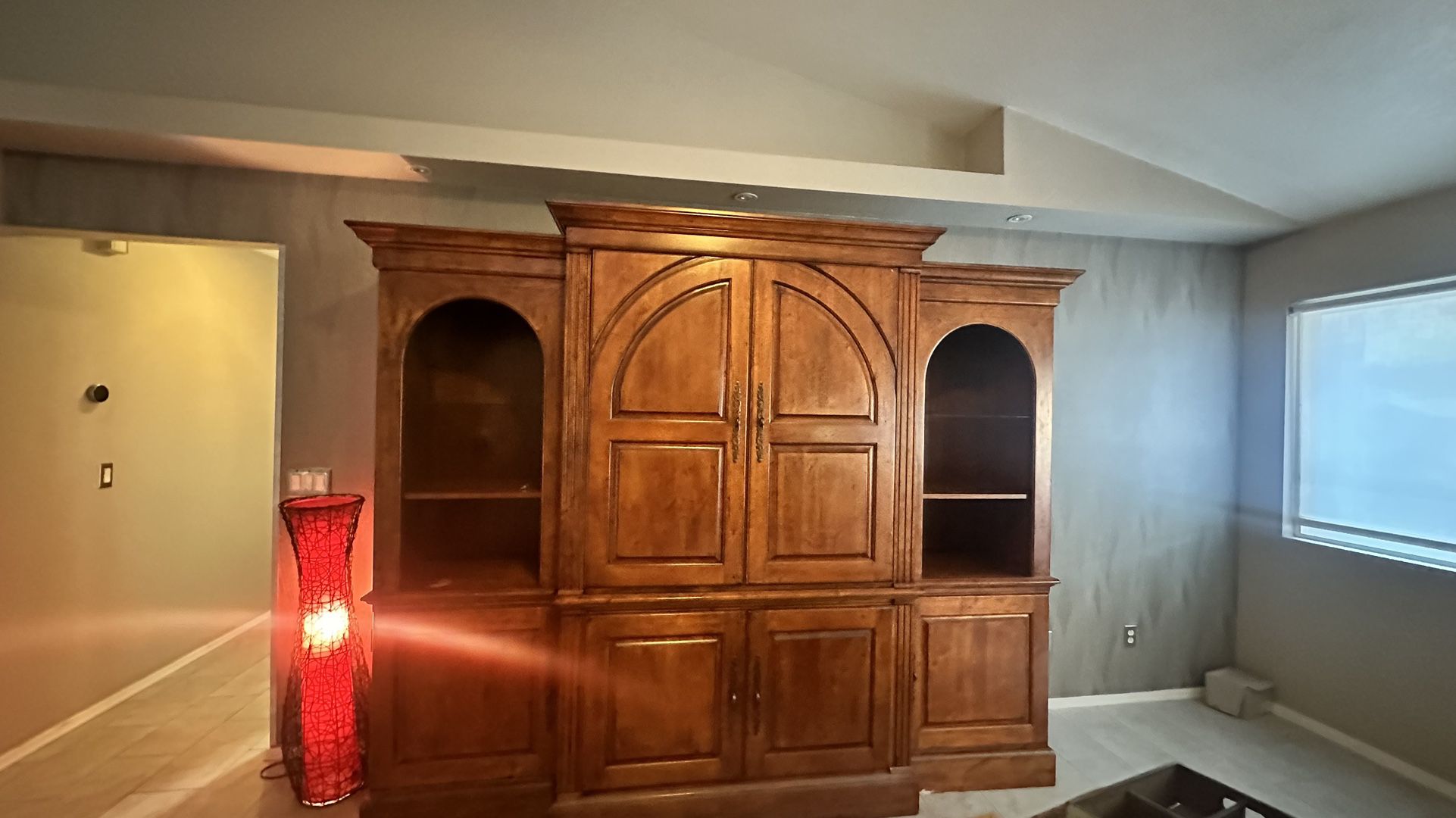 Stunning Very Heavy Quality Wood Entertainment Center 