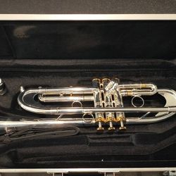 Rowell Silver Plated Brass Trumpet w/Case and Mouthpiece.
New open. Box item , never used.