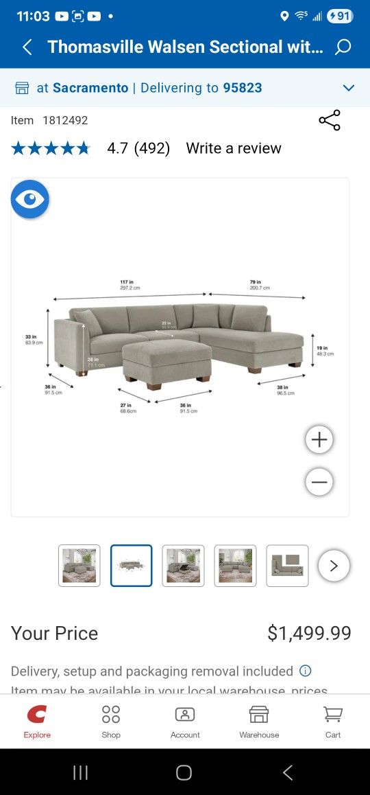 Thomasville Walsen Sectional W/ Storage Ottoman