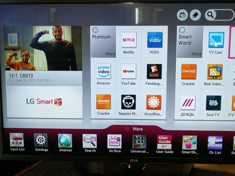 42" LG Smart HDTV, 90-Day Labor & Parts Warranty.
