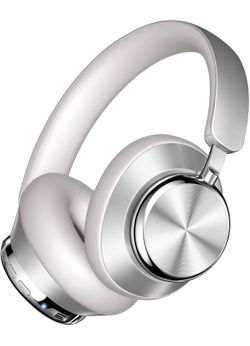 🆕 in 📦 Bluetooth Headphones Wireless Active Noise Cancelling Over Ear,48Hours Playtime High Sound Quality 6EQ Music Mode with Soft Ear Cushion-Silve