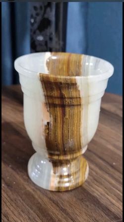 Vintage Onyx Marble Goblet – Multicolor Natural Stone | 4” × 3”