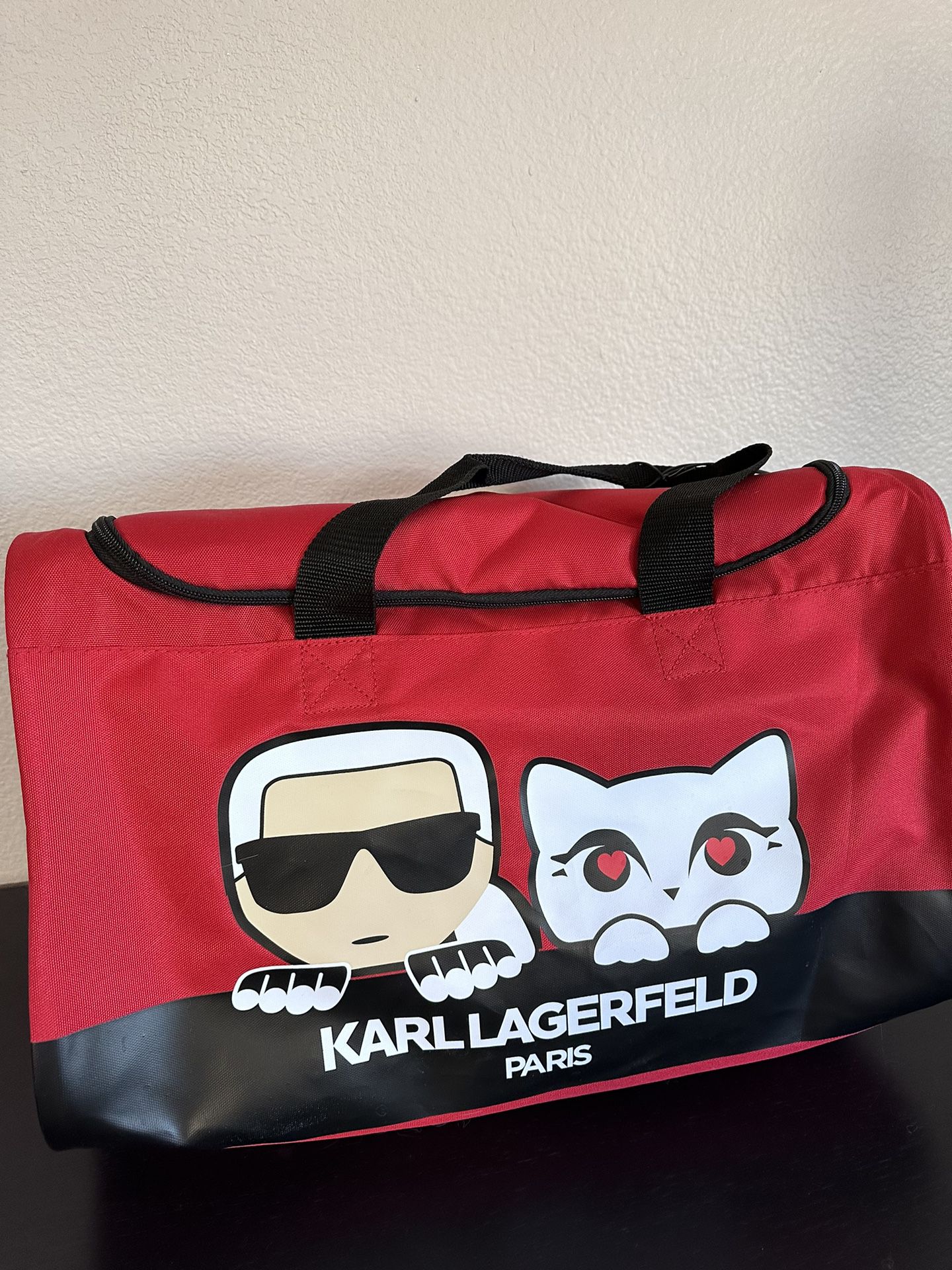 Karl Lagerfeld Paris Gym Duffle Bag Luggage Red KARL & KITTY Cat Polyester  Rare for Sale in Las Vegas, NV - OfferUp