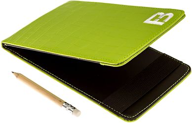 Golf Scorecard Holder and Yardage Book Cover PLUS Free Golf Pencil and Downloadable PDF Stat Tracker Sheet by Fuzzy Bunkers (Green)