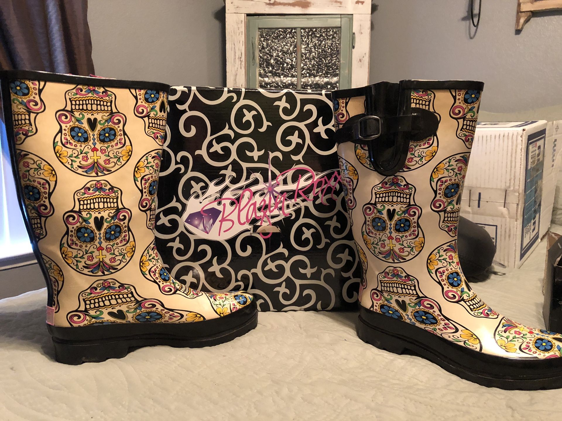 Sugar Skull Rain Boots