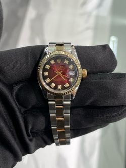 Womens Rolex Two Tone 26mm Wine Red