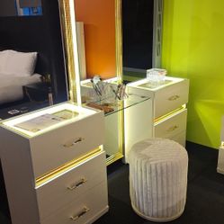 Brand New Beige & Gold Upscale Vanity (Stool Sold Separately)
