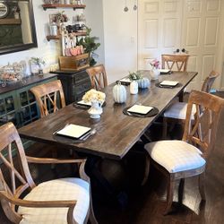 Refinished Wood Dining Chairs- Set of 6 (TABLE NOT INCLUDED)