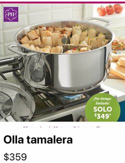 Hermosa olla tamalera de 32 cuartos con divisor