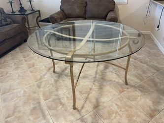 Glass Top Dining Table with metal base
