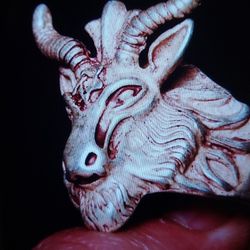 Old Antique Handmade **Silver  Zodiac  Animal's  Sheep Goat Head Ring.** 16.0 grams **