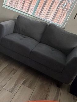 Grey Fabric Loveseat Sofa