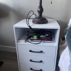 White Nightstand With Charging Ports