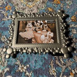 Disney Parks Mickey Mouse Icon Silver Tone Picture Frame Fits 4 X 6 Photo