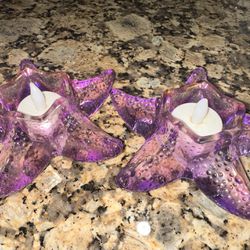 Glass Starfish Candle Holders With Battery Operated Tea lights 