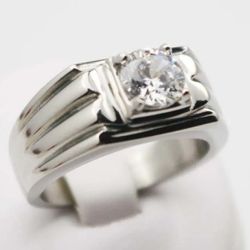 (2024 New) Handmade Fashion Design Stainless & Silver Plated Ring with Cubic Zircone**Natural  mm.**7.8 gr.**Size: 11**