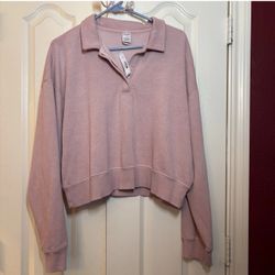 PINK Victoria’s Secret Quarter Zip Pink Woman’s Large Sweatshirt Pullover NWT