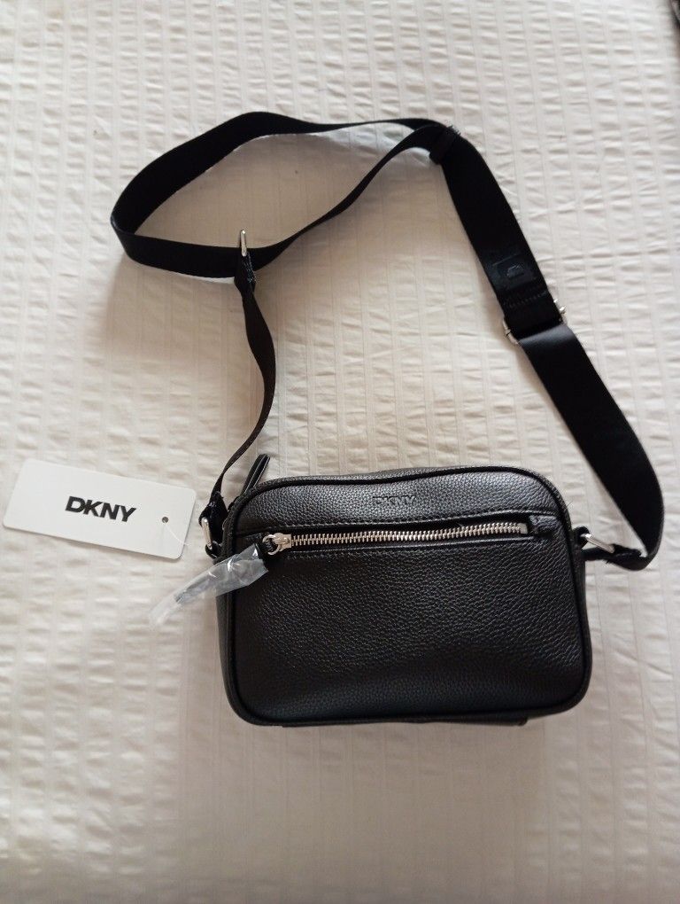 DKNY Black Signature Coated Canvas Camera Shoulder