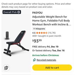 Brand New Workout Bench, Never Taken Out Of Box 