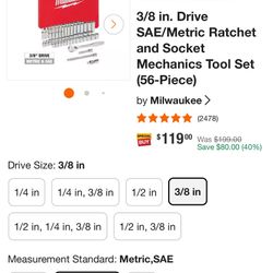 3/8 in. Drive SAE/Metric Ratchet and Socket Mechanics Tool Set (56-Piece) 