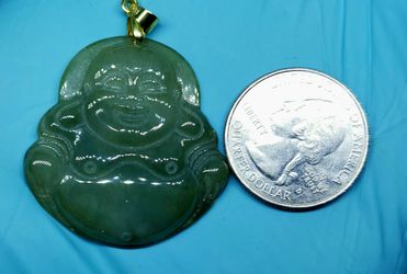 Burmese icy type A jadeite jade pendant lucky happy Buddha.